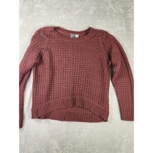 Roxy Maroon Crew neck Open Knit‎ Crop Sweater Sz Medium